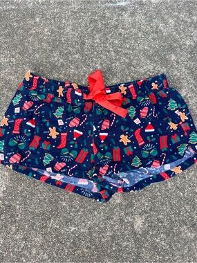 Old Navy Christmas Gingerbread Holiday Pajama Shorts Navy Medium